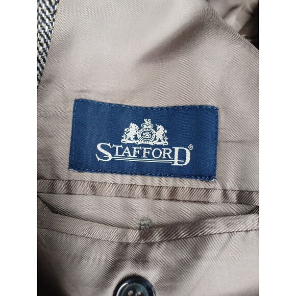 Stafford Mens Blazer Jacket Gray 42R 100% Silk Tweed Herringbone - Picture 7 of 10